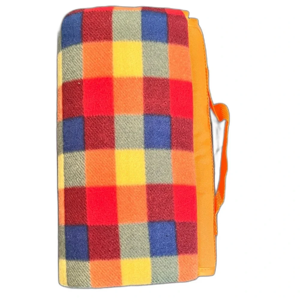New Posh Shows Colorful Plaid Beach Blanket Water Resistant 52”x48”